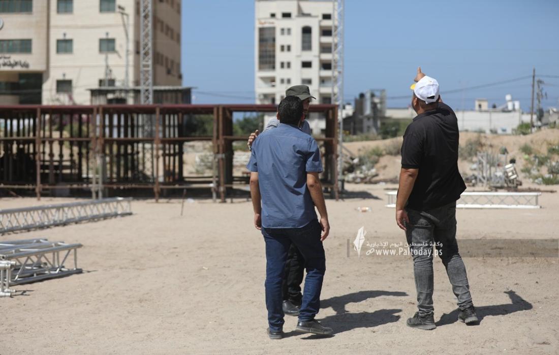 العمل الجماهيرى للجهاد يبداء التجهيزات بساحة الكتيبة بمدينة غزة لمهرجان الانطلاقةال35 (2).JPG