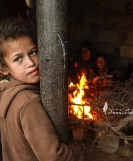 بالصور: فقراء غزة يواجهون البرد القارس بشعلة من نار